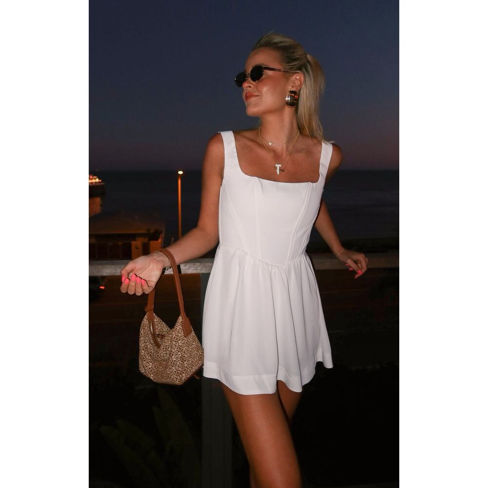 Show Me Your Mumu Nina Skort Dress in White Silky Crepe XXL